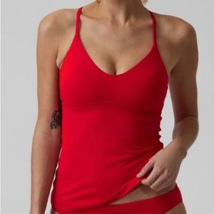 Athleta Triangle Tankini Strappy Back Red Size Medium NWOT